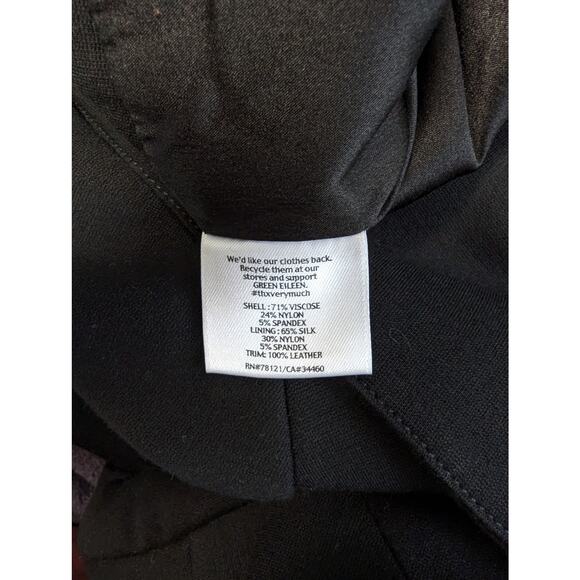 New Eileen Fisher Size 1X Tropical Suiting Eco Poly Leather Trim Jacket Black - Picture 11 of 15